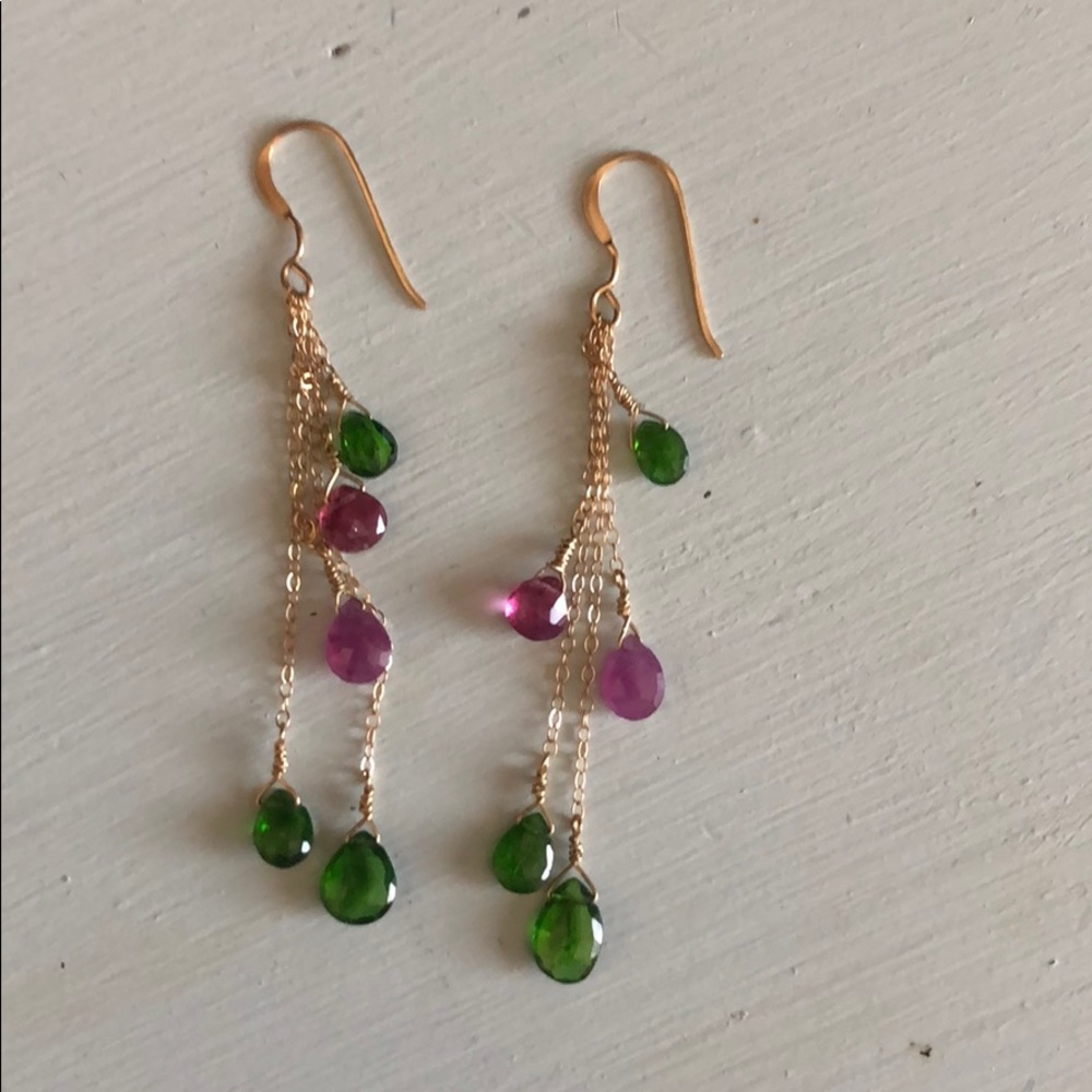 Vintage Dangly Gold Earrings with Stones
